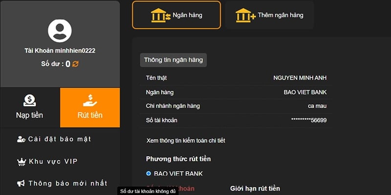 Thông tin rút tiền 8kbet cần khai báo